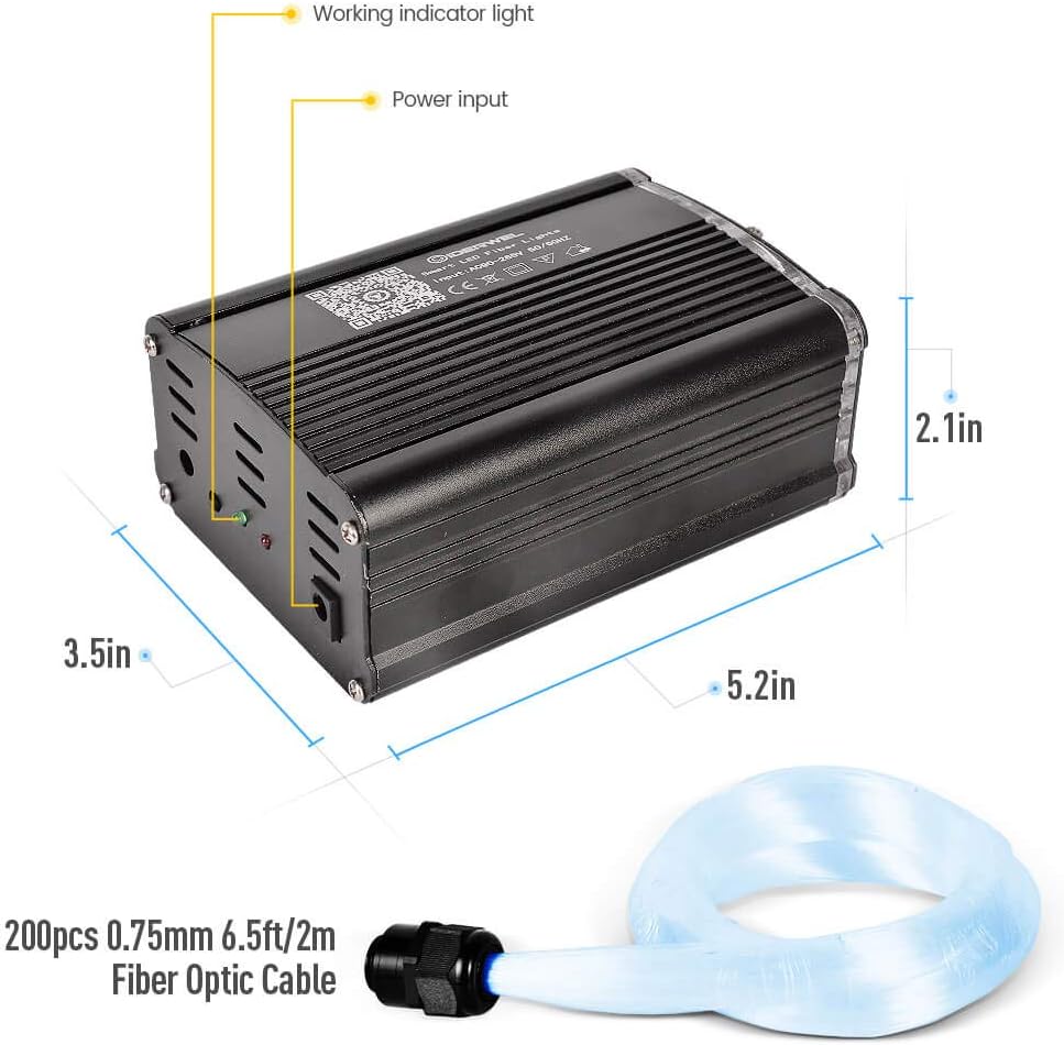 Starlight Headliner Kit,RGBW Fiber Optic Light for Star Ceiling 200-strand * 6.5-foot fiber optic light kit