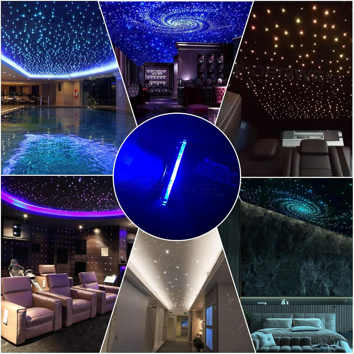 Starlit Ceiling Fiber Optic Light Kit, RGBW LED Light Source with 300 x 9.8FT Fiber Optic Strands, Bluetooth App & Remote Control, Music Sync Mode for Car Roof, Home Decoration and Parties