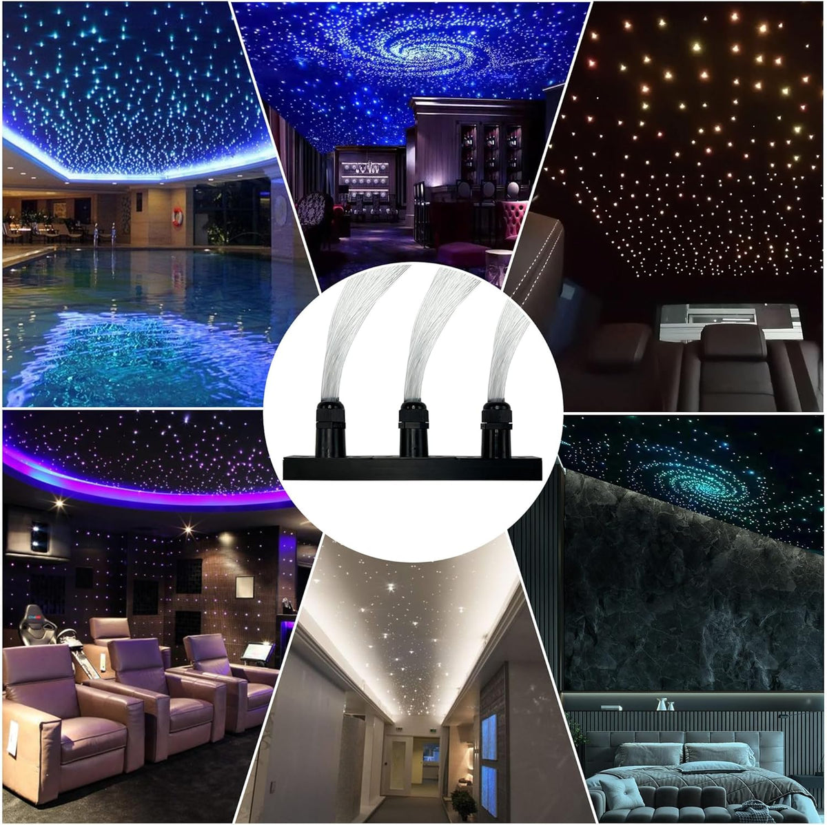Twinkle Starry Sky Fibre Optic Light for Car/Home, Star Ceiling Lights Kit with App/Remote Control/Music Mode, RGBW Alternator and 300 Pieces x 0.75 mm x 3 m Fibre Optic Cable [Energy Class G]