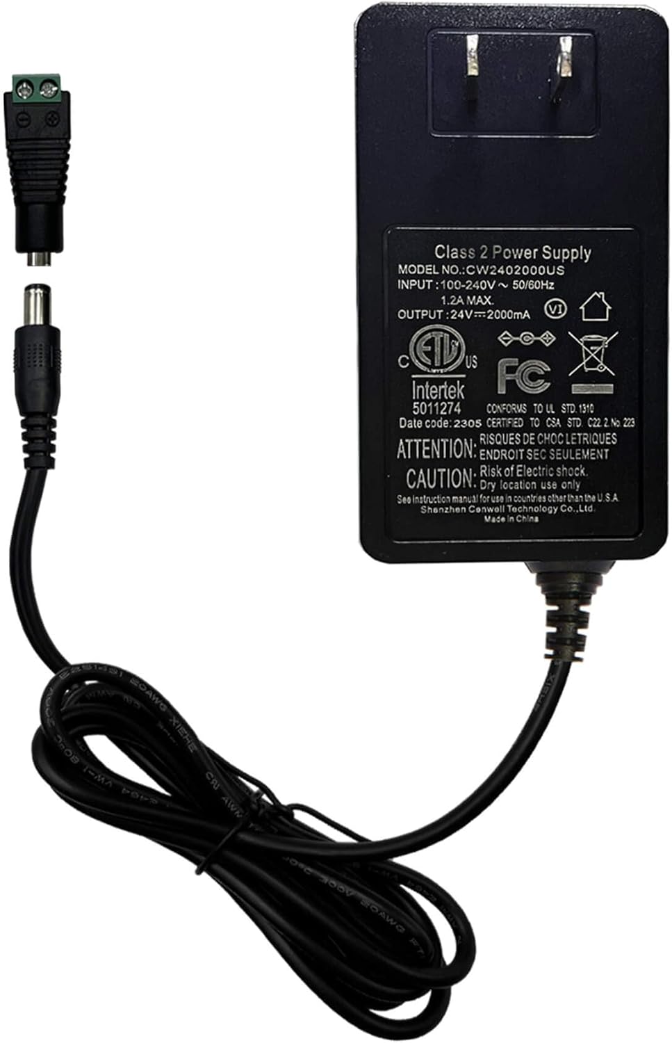 24V 2Amp  Power Supply Only Adapter for COB LED Strip Light with 5.5x2.1mm Plug in