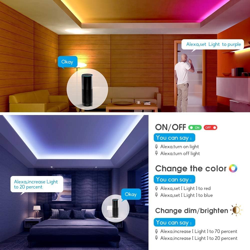 GIDEALED Smart WiFi RGBW LED Strip Lights Kit Compatible with Alexa and Google Assistant,RGBW LED Controller with 24 Keys RF Romote & APP Control, and Power Supply 12V, No ZigBee Hub Required