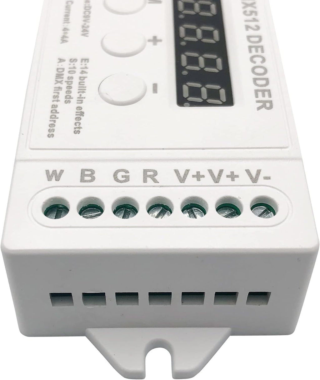 GIDEALED 4 Channel DMX Decoder with RDM Digital Display,DMX512 Dimmer Driver PWM RGBW LED Controller for RGBW LED Strip Light LED Module Light Input 9V-24VDC