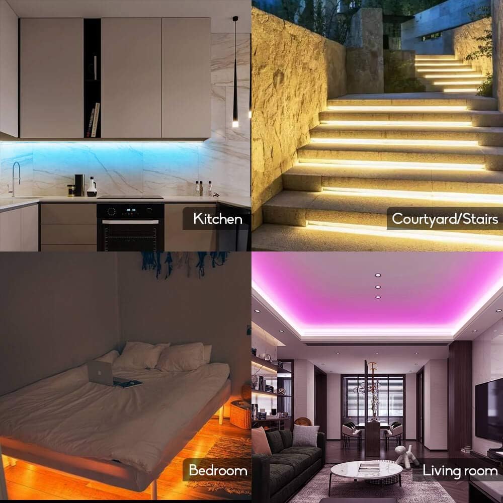 GIDEALED 16.4ft RGBW LED Light Strip, 300LEDs Indoor Multicolor Ambiance, DC12V Flexible Tape Lights