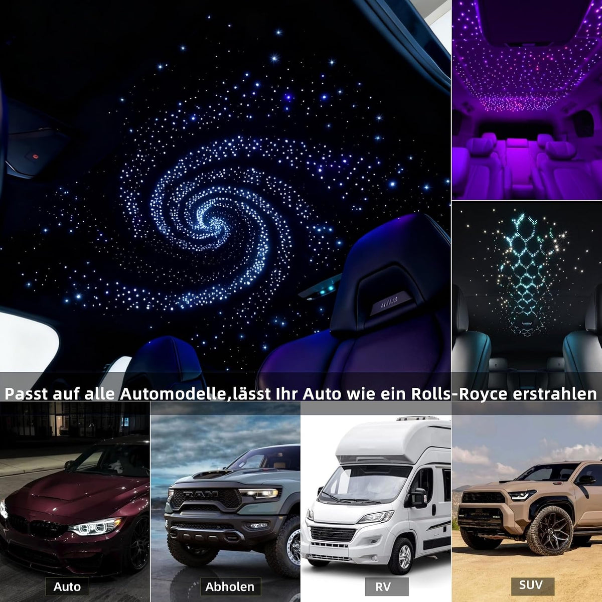 Twinkle Starry Sky Fibre Optic Light for Car/Home, Star Ceiling Lights Kit with App/Remote Control/Music Mode, RGBW Alternator and 300 Pieces x 0.75 mm x 2 m Fibre Optic Cable [Energy Class G]