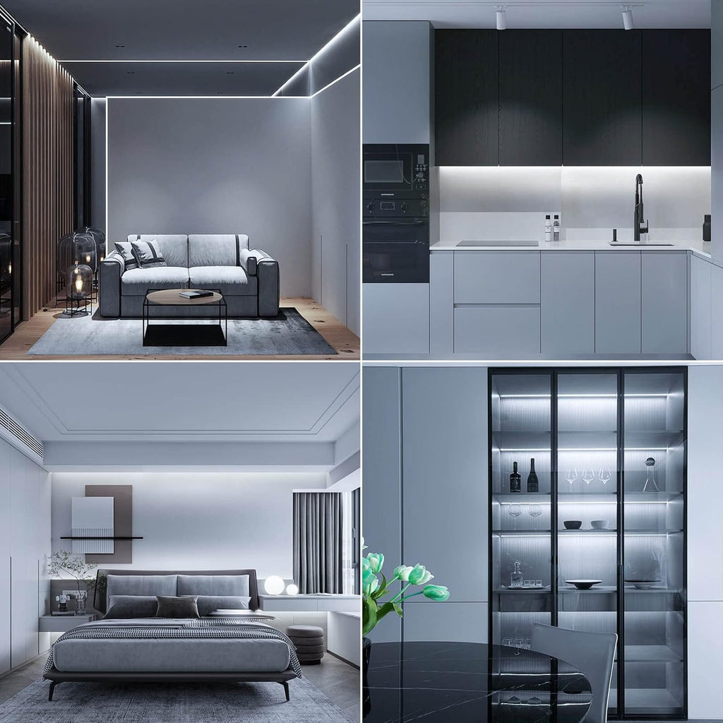 GIDEALED 32.8ft COB LED Strip Light 24V 6000K,Super Bright White LED Strip Lights Cool White,CRI 90 Flexible FCOB LED Strip for Under Cabinet Ambiance Lighting,Don't Include Power Supply&Dimmer