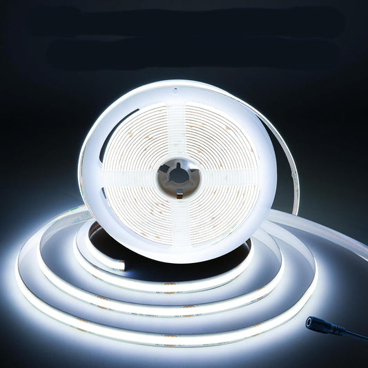 GIDEALED 32.8ft/10M COB Cool White LED Strip Light, 6000K, CRI 90, Flexible FCOB, DC 24V Only