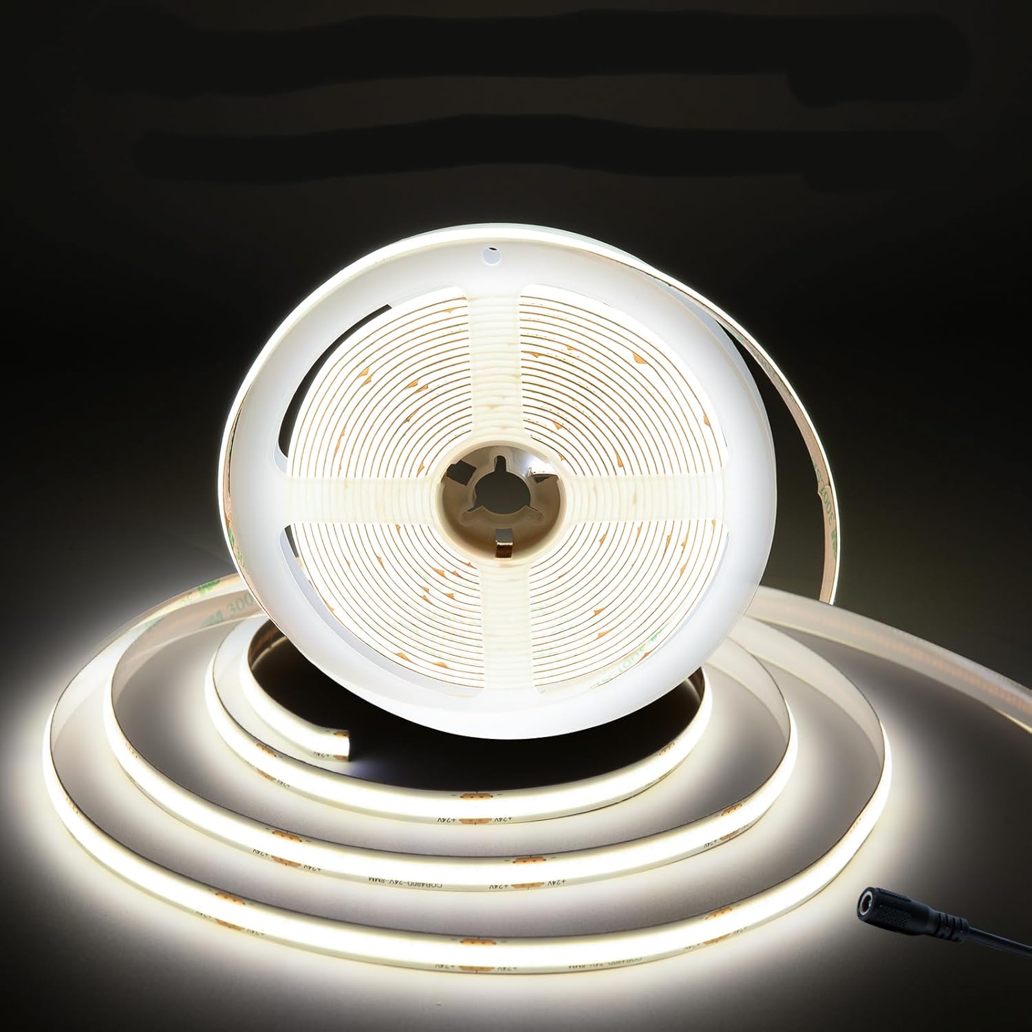 GIDEALED 24V COB LED Strip Light 4000k,Daylight White led Strip COB 2400 LEDs Super Bright Flexible Light Under Cabinet Lighting,High Density Uniform and Soft Lighting,16.4ft FCOB Lightstrip only