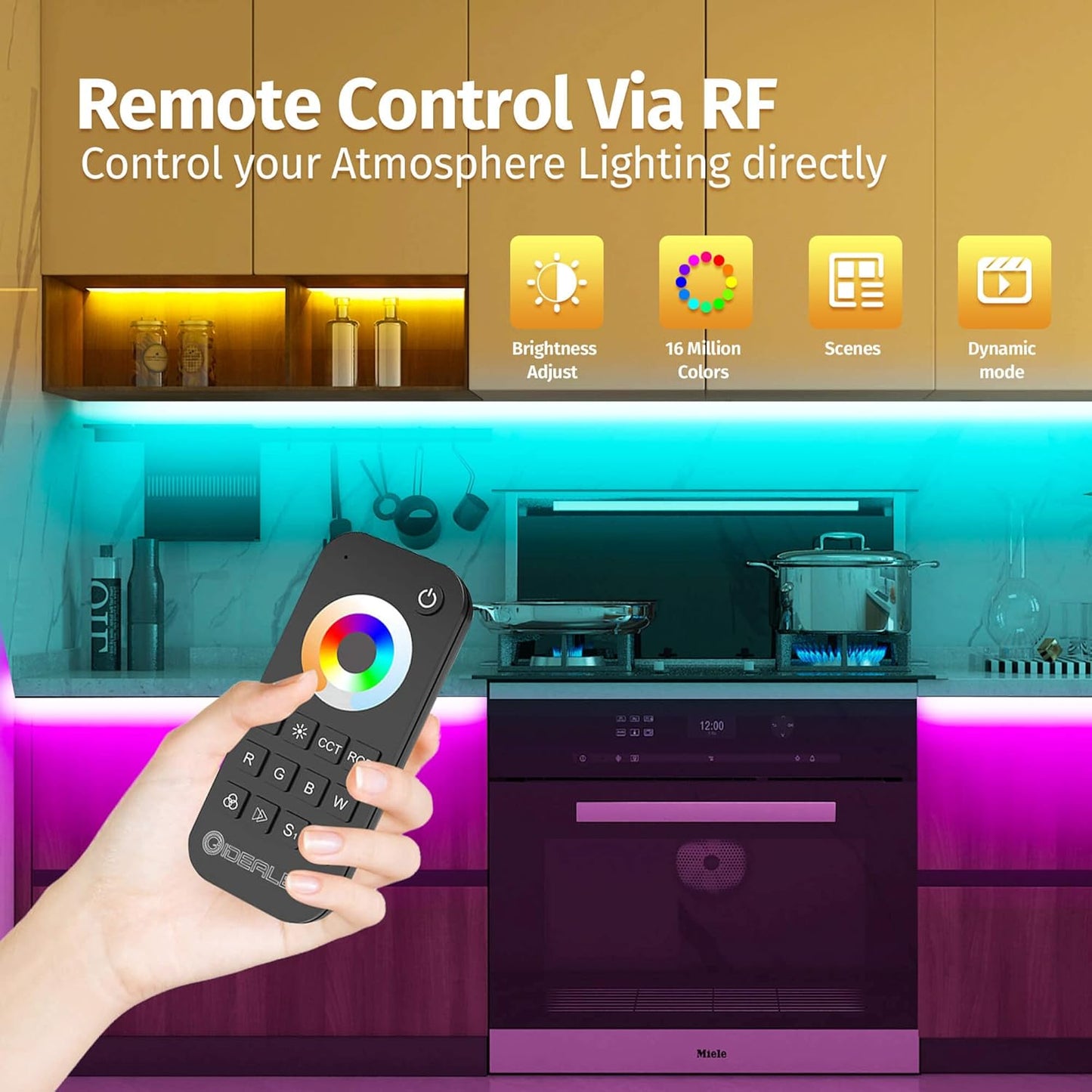 Wireless 5 Channel RGBCCT LED Strip Lights Controller with RF Remote Control Set