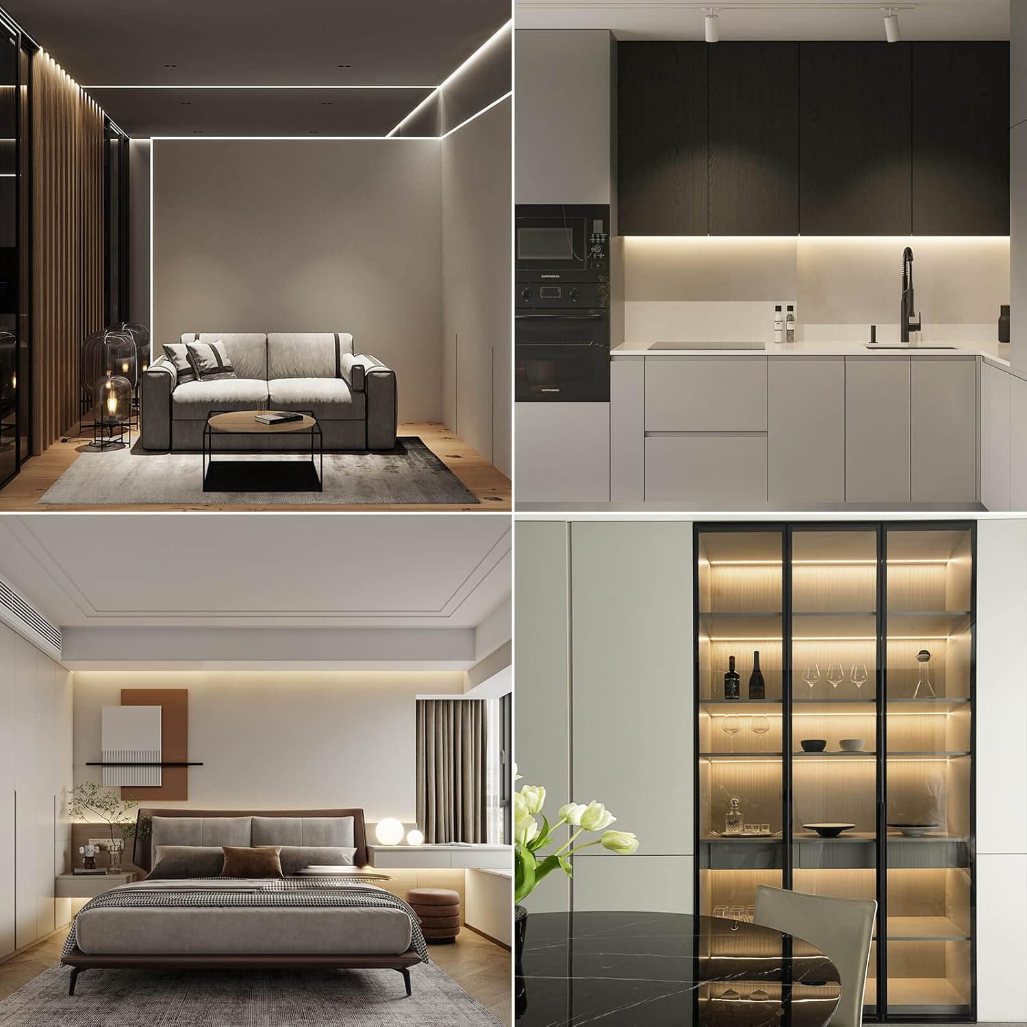 GIDEALED 24V COB LED Strip Light 4000k,Daylight White led Strip COB 2400 LEDs Super Bright Flexible Light Under Cabinet Lighting,High Density Uniform and Soft Lighting,16.4ft FCOB Lightstrip only