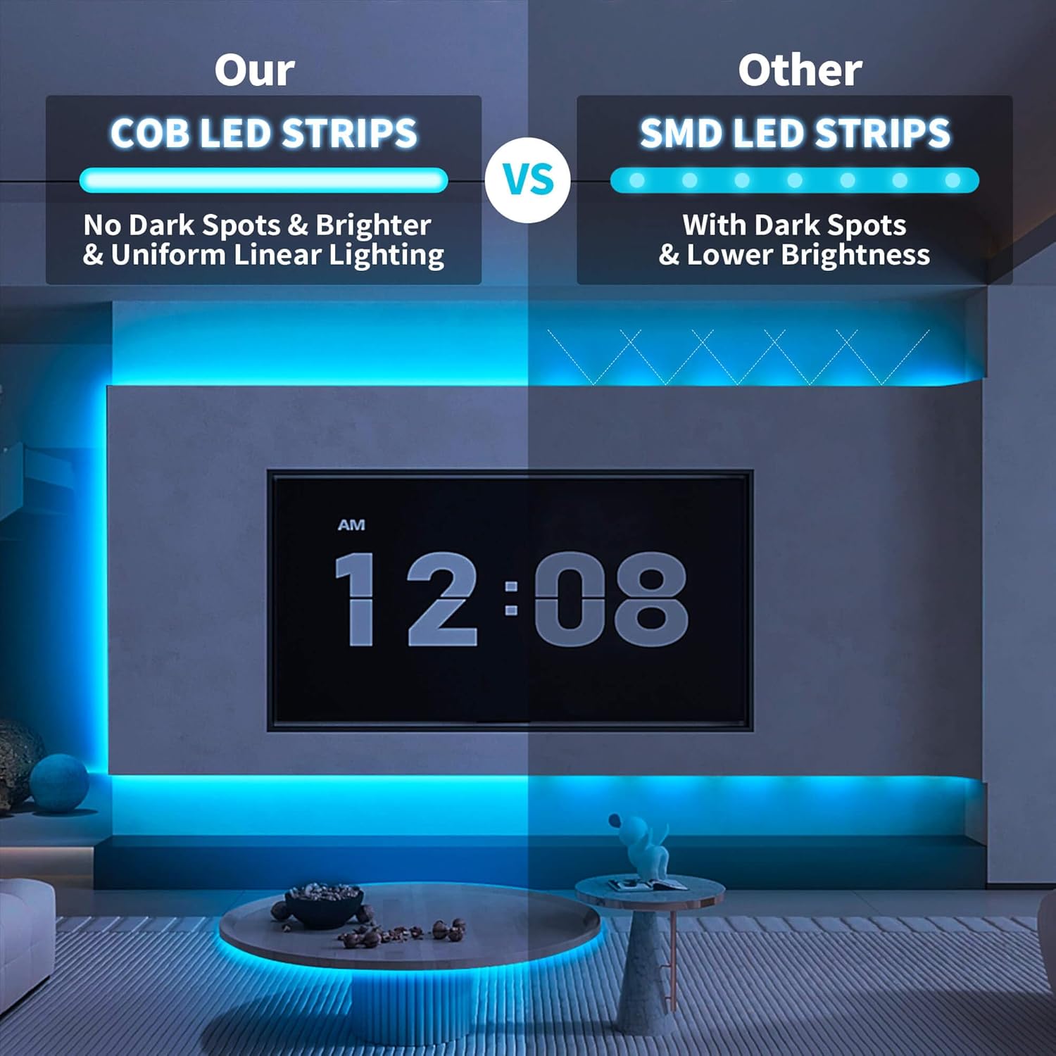 GIDEALED 24V COB RGB LED Strip Light 32.8ft,16 Million RGB Colors Changing,High Density 6720 LEDs Flexible COB LED Strip Light DC 24V for Bedroom Decoration (Without LED Controller&24V Power Supply)