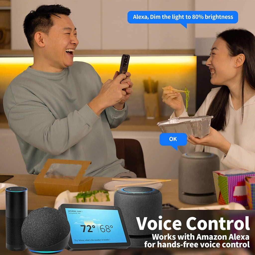 GIDEALED 32.8ft Smart ZigBee RGB COB LED Strip Light 24V Kit,Require ZigBee 3.0 Hub Bridge,Support Hub APP/Alexa Echo Plus Voice Control Flexible LED COB Light Strip Dimmable,Color Changing RGB FCOB