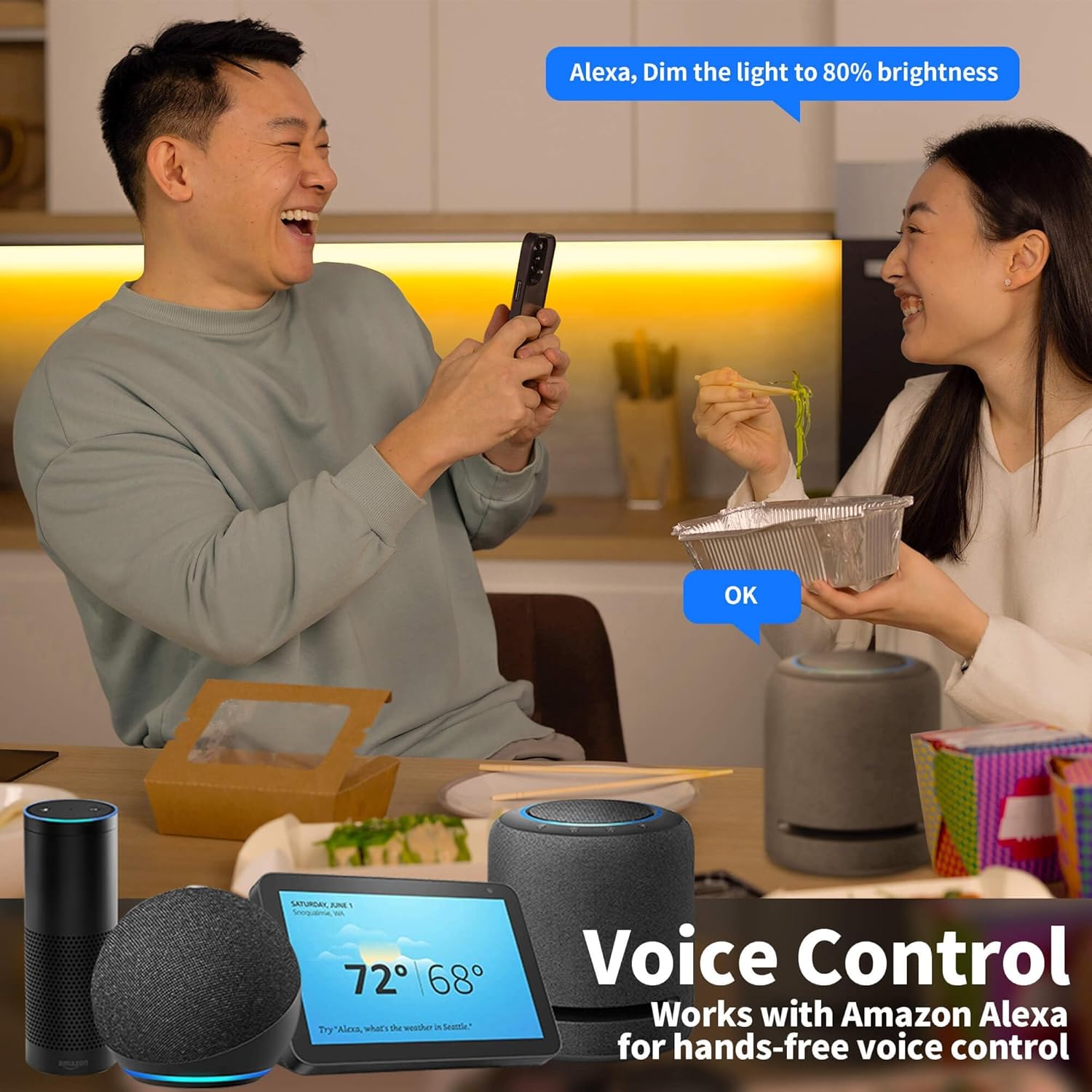 GIDEALED 32.8ft Smart ZigBee RGB COB LED Strip Light 24V Kit,Require ZigBee 3.0 Hub Bridge,Support Hub APP/Alexa Echo Plus Voice Control Flexible LED COB Light Strip Dimmable,Color Changing RGB FCOB