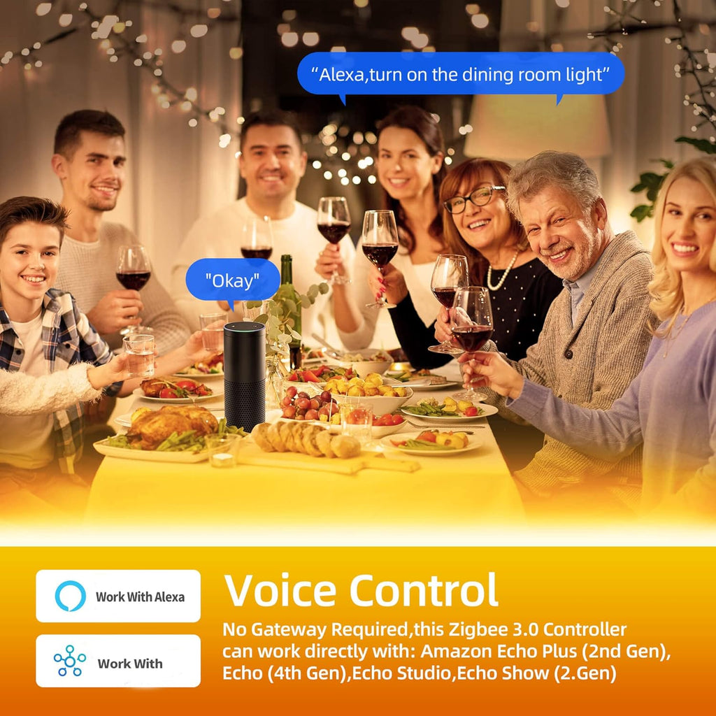 GIDEALED 65.6ft Smart Zigbee LED Strip Lights Kit with Zigbee 3.0 Controller, HUB Bridge Required, Work with Echo Plus Echo Studio Alexa Voice & APP Control RGB LED Lights for Bedroom Decoration