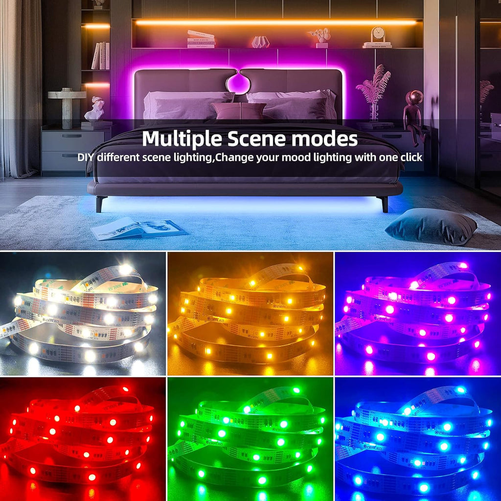 GIDEALED Smart ZigBee 3.0 USB RGBWW LED Strip Light 9.8ft Dimmable Kit,ZigBee Hub Bridge Required for APP/Voice Control Alexa Echo Plus,2700K~6500K Warm White Cool White RGB CCT LED Strip Light 5V